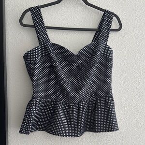 Guess Navy and White Polka Dot peplum top corset bustier